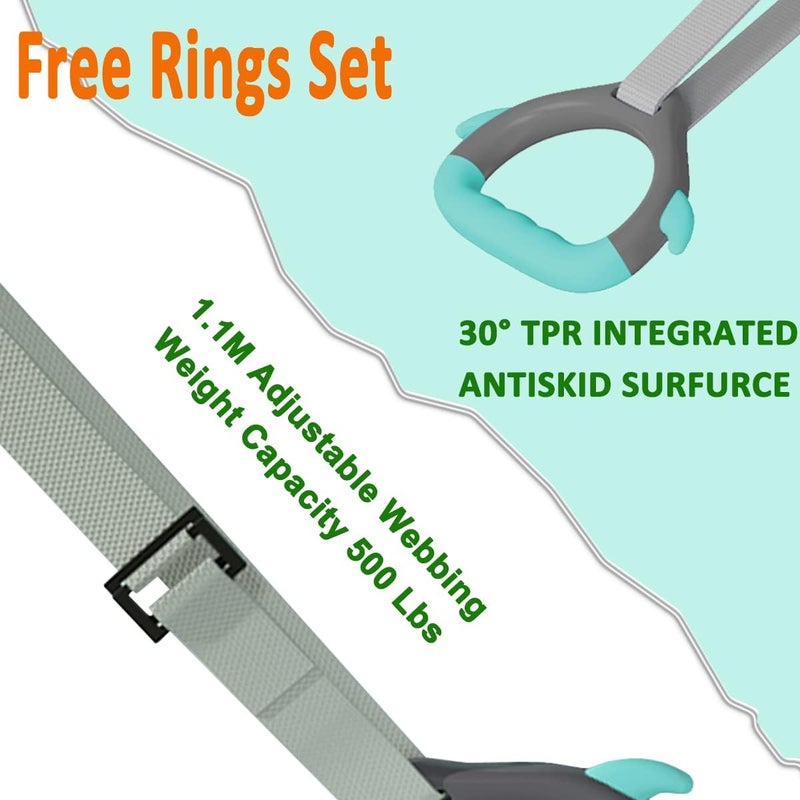 GLANT Gymnastics Bar for Kids with Rings Set, 7 Heights Adjustable Easy Folding Gymnastic Training Bar Kids Monkey Horizontal Bars - Max Load 300LBS - Image 4